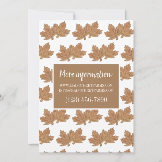 秋フェスティバルアップルサイダードーナツメープルリーフキャンディ 招待状 (裏面)