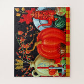 秋フェスティバルアンティーク絵画ズカボチャの装飾 ジグソーパズル (縦)