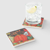 秋フェスティバルアンティーク絵画ズカボチャの装飾 ストーンコースター (横)