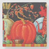 秋フェスティバルアンティーク絵画ズカボチャの装飾 ストーンコースター (正面)