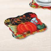 秋フェスティバルアンティーク絵画ズカボチャの装飾 ペーパーコースター (アングル)