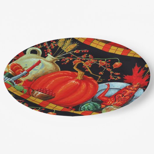 秋フェスティバルアンティーク絵画ズカボチャの装飾 ペーパープレート (アングル)