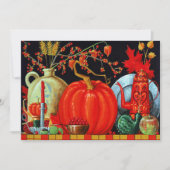 秋フェスティバルアンティーク絵画ズカボチャの装飾 招待状 (正面)