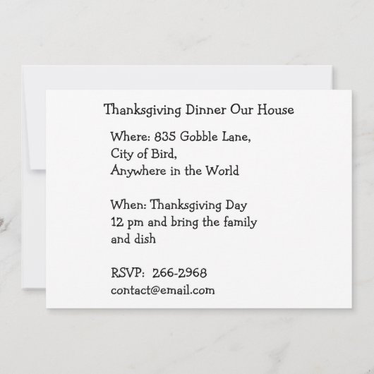 秋フェスティバルアンティーク絵画ズカボチャの装飾 招待状 (裏面)