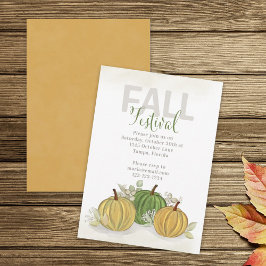 秋フェスティバルウォーターカラーシンプルパンプキングルド 招待状