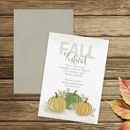 秋フェスティバルウォーターカラーシンプルパンプキングルド 招待状