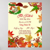 秋フェスティバルオータムカラーズメープル葉パンプキンス ポスター (正面)