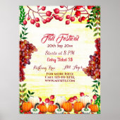 秋フェスティバルオータムベリーズブズホワイトパンプキン ポスター (正面)