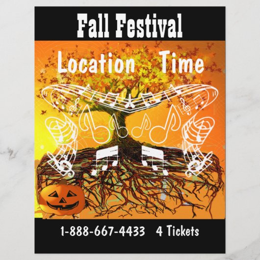 秋フェスティバルハロウィーンイベントまたは秋イベントフライヤー チラシ (裏面)