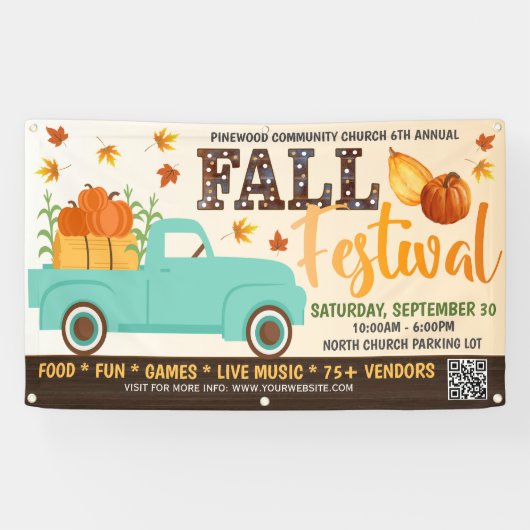 秋フェスティバルバナーとqrコード 横断幕 (横)