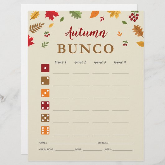 秋フェスティバルバンコパーティーゲームスコアカード (正面/裏面)