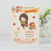 秋フェスティバルパーティー招待状秋の招待ガールズ 招待状 (スタンド正面)