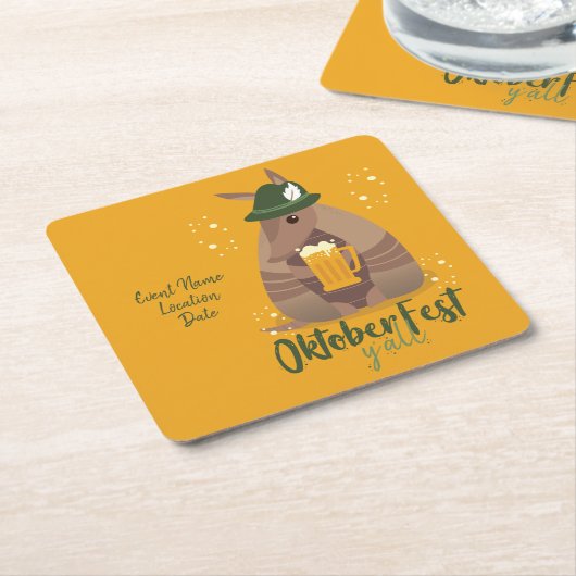 秋フェスティバルビールインクルードアルマジロテキサス州 スクエアペーパーコースター (アングル)