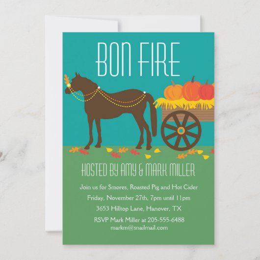 秋フェスティバルボンファイアパーティの招待状 招待状 (正面)