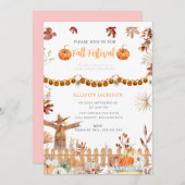 秋フェスティバル年間イエローカボチャ赤ちゃんシャワー 招待状 (正面/裏面)