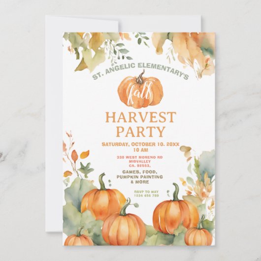秋フェスティバル招待状収穫パーティー 招待状 (正面)