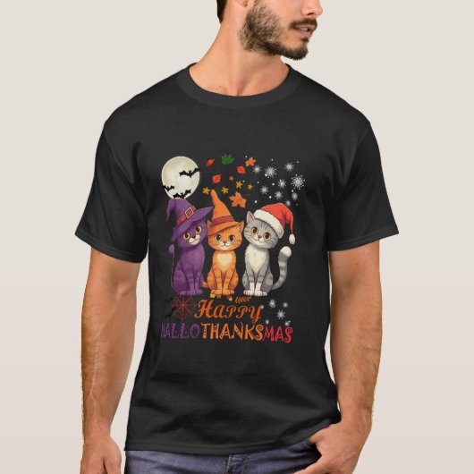 秋フェスティバル衣装かわいい猫halloThanksMas Than Tシャツ (正面)