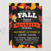 秋フェスティバル誕生日パーティーの招待 招待状 (正面/裏面)