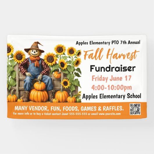 秋フェスティバル資金調達者PTO PTA教会バナー 横断幕 (横)