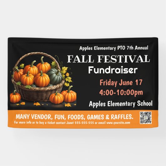 秋フェスティバル資金調達者PTO PTA教会バナー 横断幕 (横)