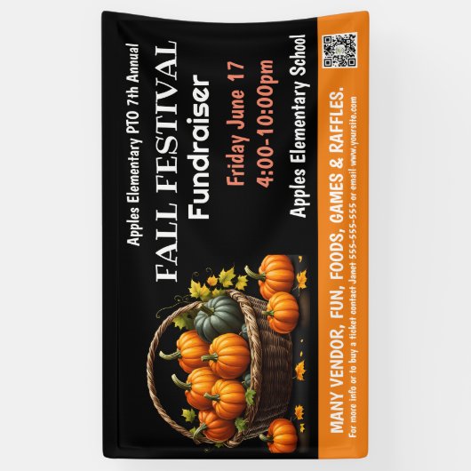秋フェスティバル資金調達者PTO PTA教会バナー 横断幕 (縦)