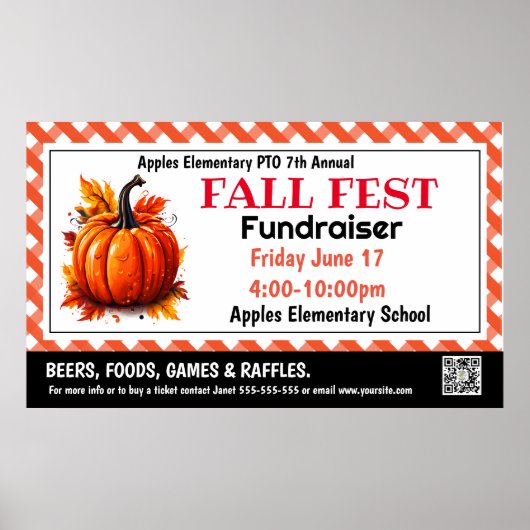 秋フェスト資金調達者PTO PTA教会バナー ポスター (正面)