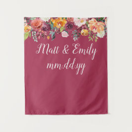 秋フォトブースBurgundy結婚の背景 タペストリー