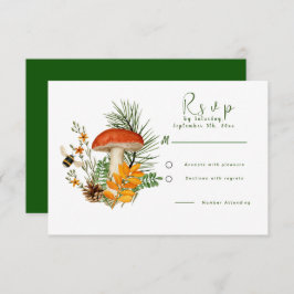 秋フォレストマッシュルームRSVPカード 出欠カード