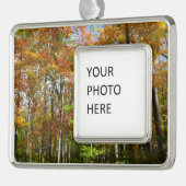 秋フォレストII秋風景写真 シルバープレートフレームオーナメント (左)