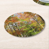 秋フォレストII秋風景写真 ラウンドペーパーコースター (アングル)