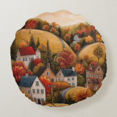 秋フォークアートオイルペインティングラウンドクッション ラウンドクッション (裏面)