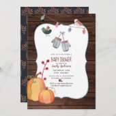 秋フォークアートベビーシャワー招待状 素朴 招待状 (正面/裏面)
