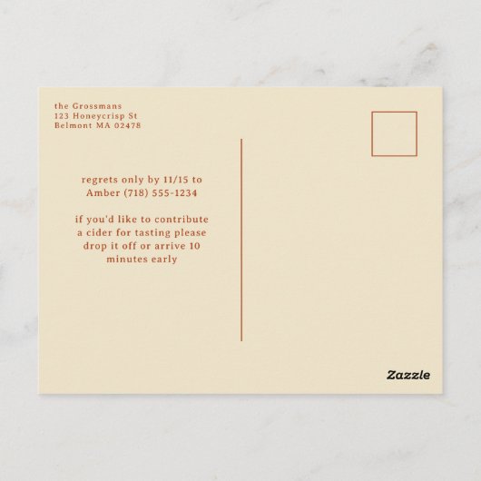 秋フォークシーフローラフレーム秋パーティの招待状 ポストカード (裏面)