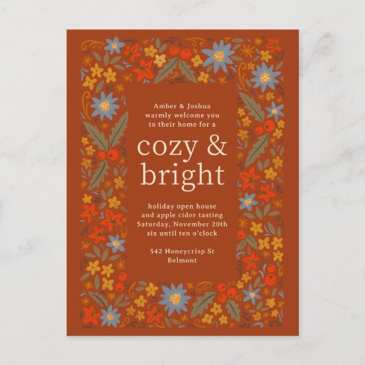 秋フォークシーフローラフレーム秋パーティの招待状 ポストカード