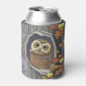 秋フクロウと紅葉クーラーボックス 缶クーラー (缶正面)