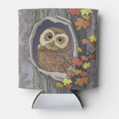 秋フクロウと紅葉クーラーボックス 缶クーラー (正面)