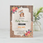 秋フクロウのベビーシャワー誕生日の招待 招待状 (スタンド正面)