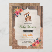 秋フクロウのベビーシャワー誕生日の招待 招待状 (正面/裏面)