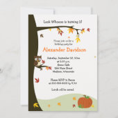 秋フクロウインツリー誕生日招待状5x7 招待状 (正面)