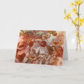 秋フクロウヴィンテージ秋ピネコーンオレンジブラウン カード (黄色い花)