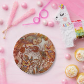 秋フクロウヴィンテージ秋 ペーパープレート (パーティー)