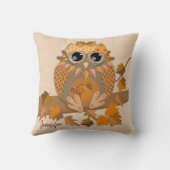 秋フクロウ名前をカスタムする クッション (裏面)