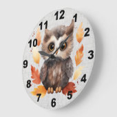 秋フクロウ壁時計 ラージ壁時計 (傾斜)