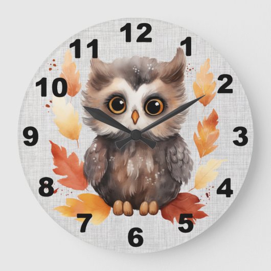 秋フクロウ壁時計 ラージ壁時計 (正面)
