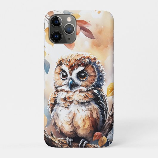 秋フクロウ水彩イラストレーション Case-Mate iPhoneケース (裏)