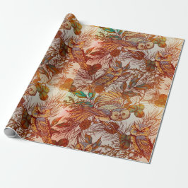 秋フクロウ秋ヴィンテージ ラッピングペーパー