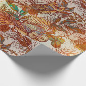 秋フクロウ秋ヴィンテージ ラッピングペーパー (角)