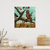 秋フクロウ ポスター (キッチン)