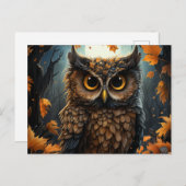 秋フクロウ ポストカード (正面/裏面)