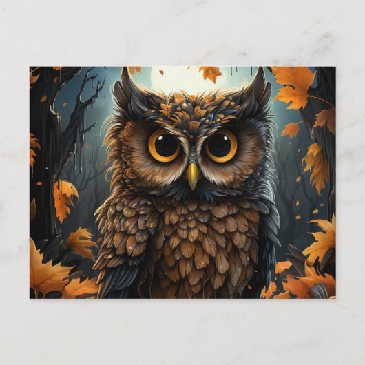 秋フクロウ ポストカード (正面)
